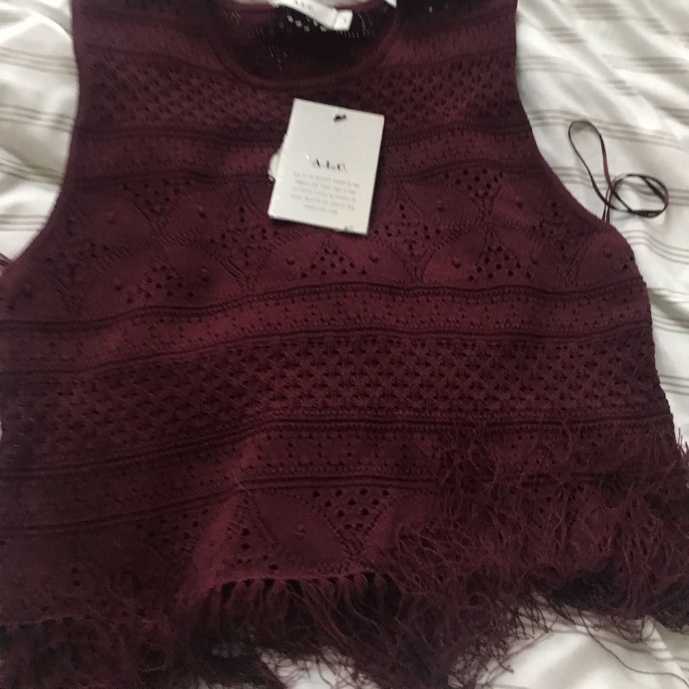 ALC burgundy crop top size small new